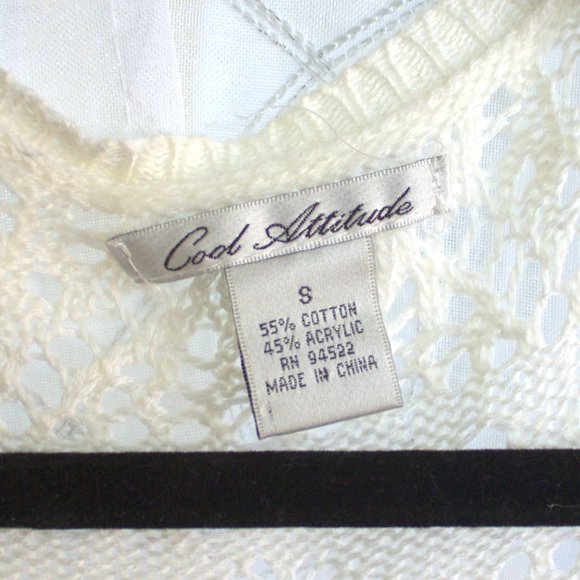 Long Cream Colored Knitted Cardigan | Swimsuit Coverup - Picture 3 of 4